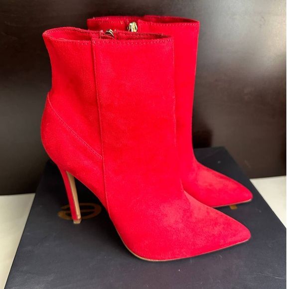 bebe‎ Sam Goji Berry Ankle Bootie Faux Suede Stiletto Size 8 - Picture 1 of 7
